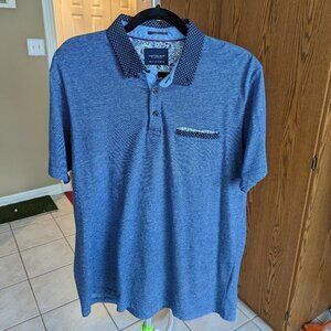 Cactus Man by Ricky Singh Men’s XL Polo Shirt Blue Mini Check Short Sleeve